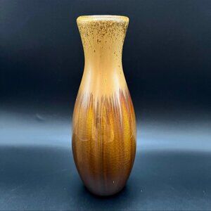 Brown & Gold Drip Ceramic Bud Vase